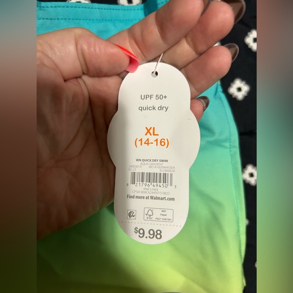 NWT- Kids Wonder Nation blue/black Swim Trunks w/ liner&pockets-size 14/16 - Picture 5 of 7